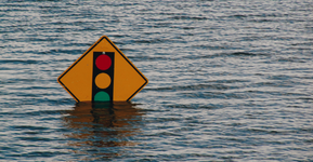 traffic light sign in floods