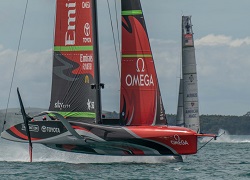 A photo of two boats racing