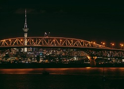 A photo of vector lights on Harbour Bridge